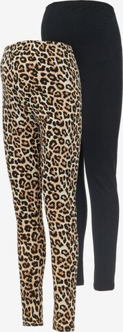 Skinny Leggings 'Sanni' MAMALICIOUS en beige : devant