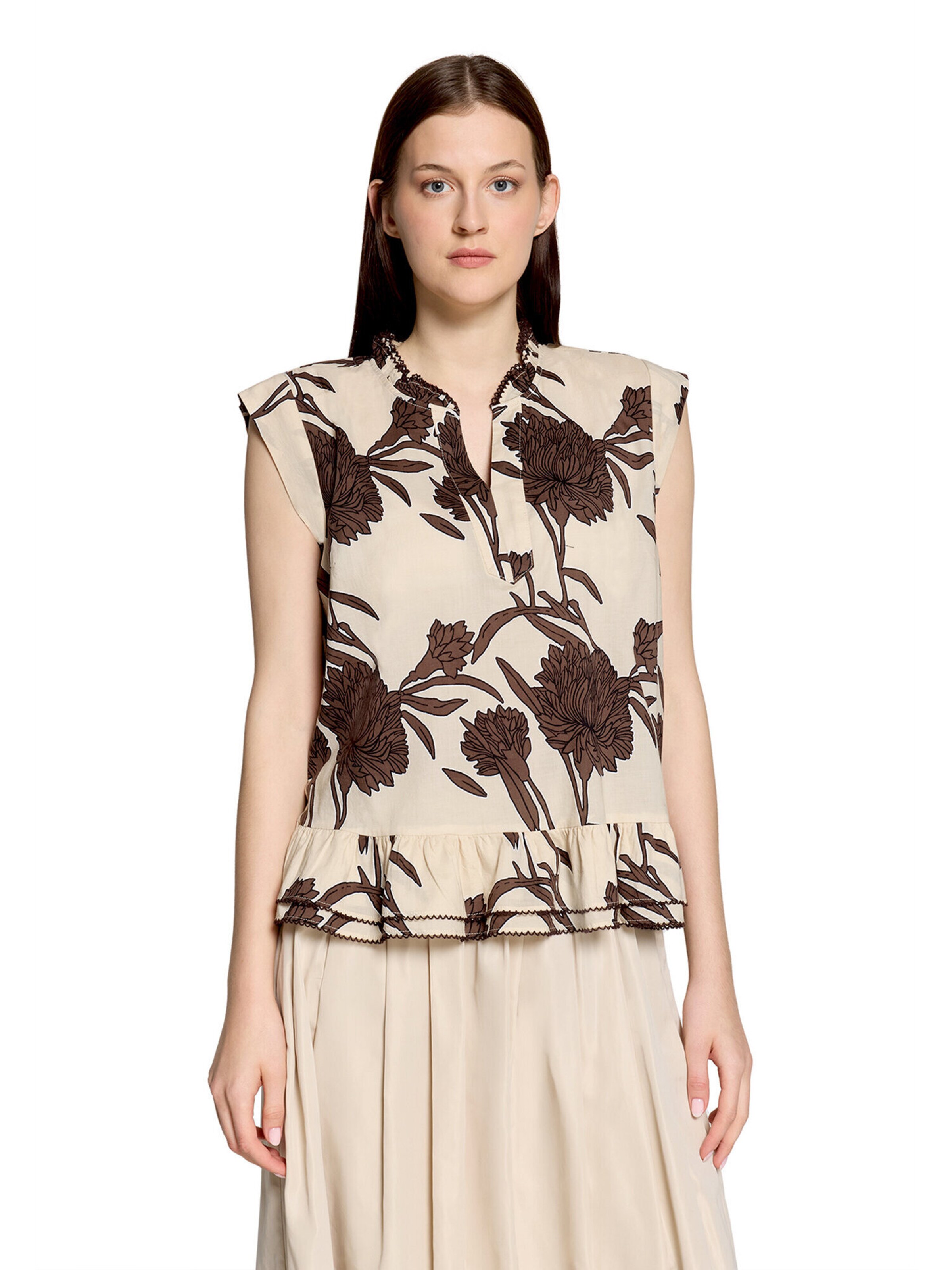 Cartoon Bluse in Beige: Vorderseite