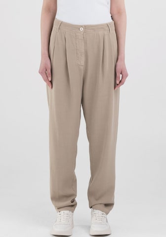 REPLAY Tapered Pleat-Front Pants in Beige: front