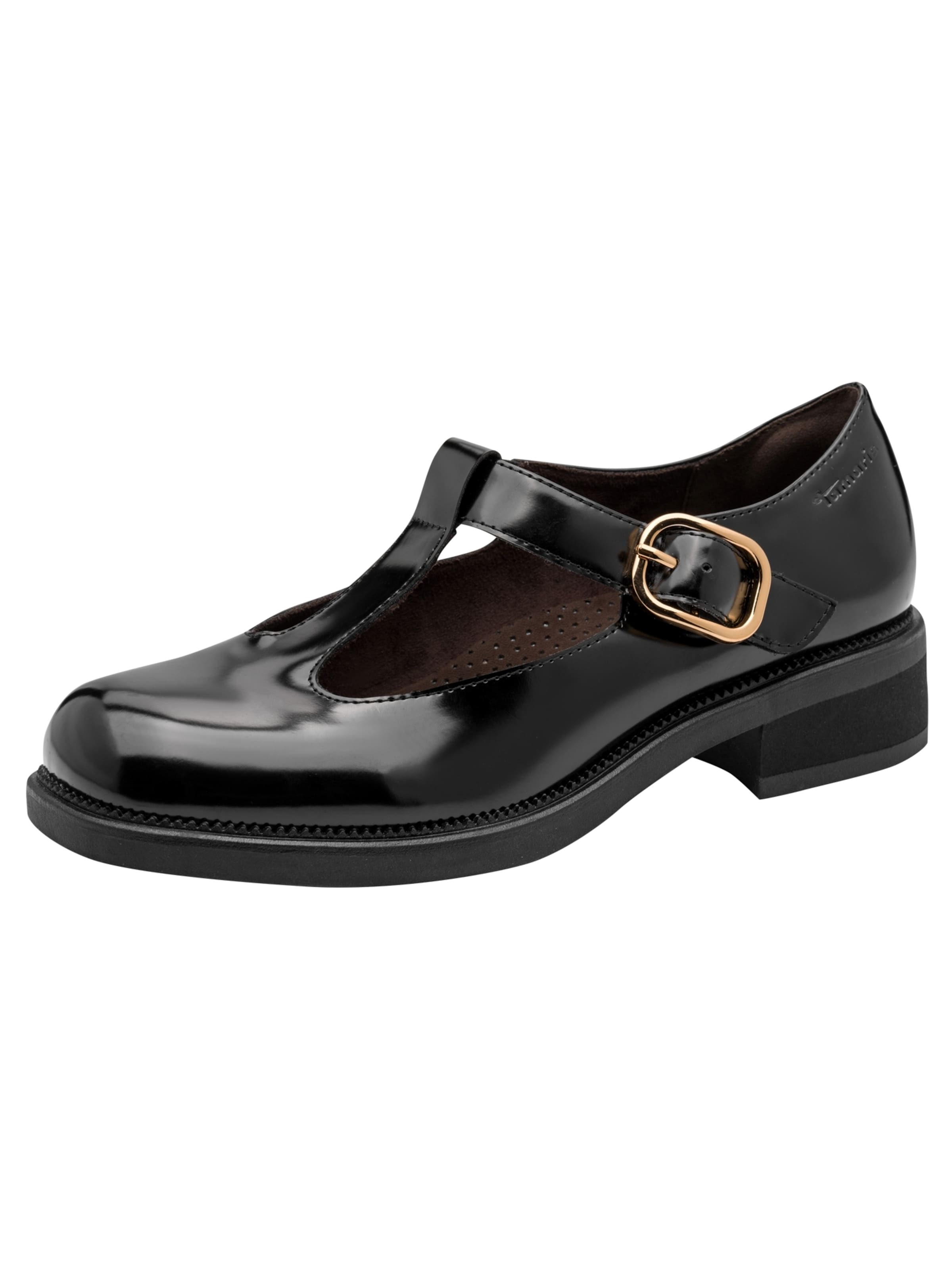 Tamaris Strap ballerina in Black: front