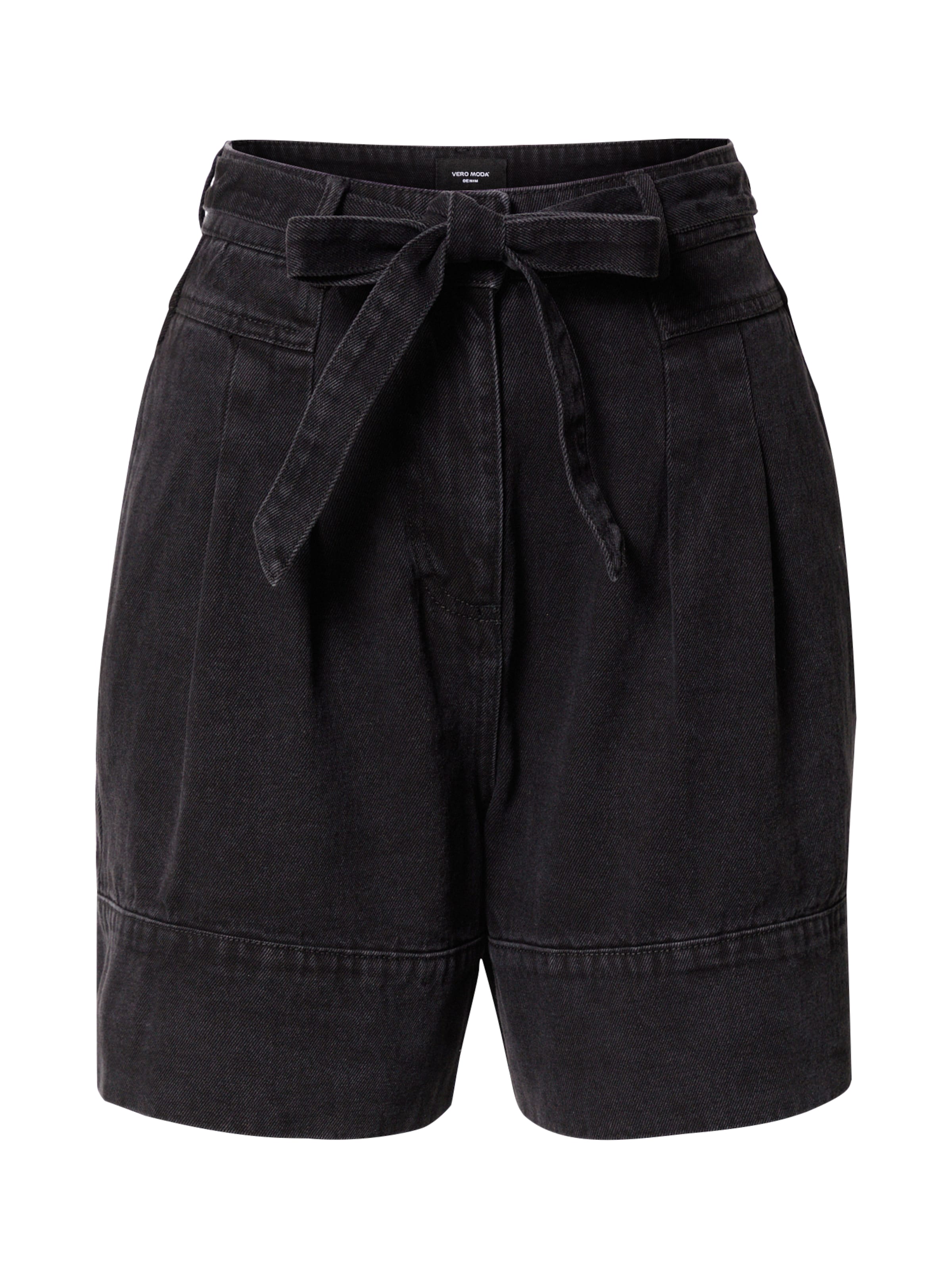 VERO MODA Regular Pleated Jeans in Black: front