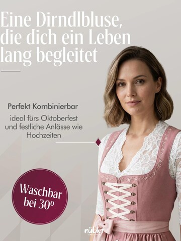 Trachtenhof Nübler Traditional Blouse 'Dirndlbluse kurzarm Gea' in White