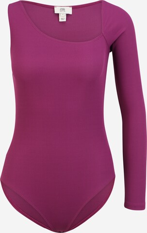 River Island Petite Shirt Bodysuit in Purple: front