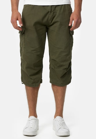 INDICODE JEANS Regular Cargo Pants 'Nicolas Check' in Green: front