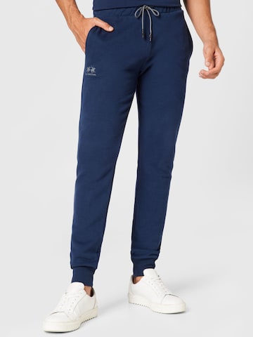 La Martina Tapered Broek in Blauw: voorkant