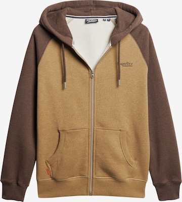 Superdry Zip-Up Hoodie 'Essential' in Brown: front