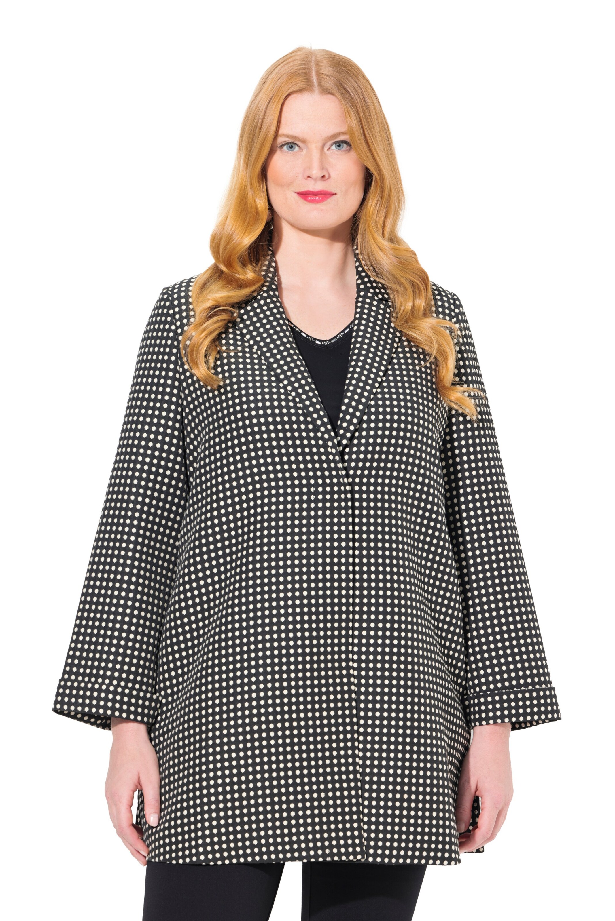 Ulla Popken Between-Seasons Coat in Black: front