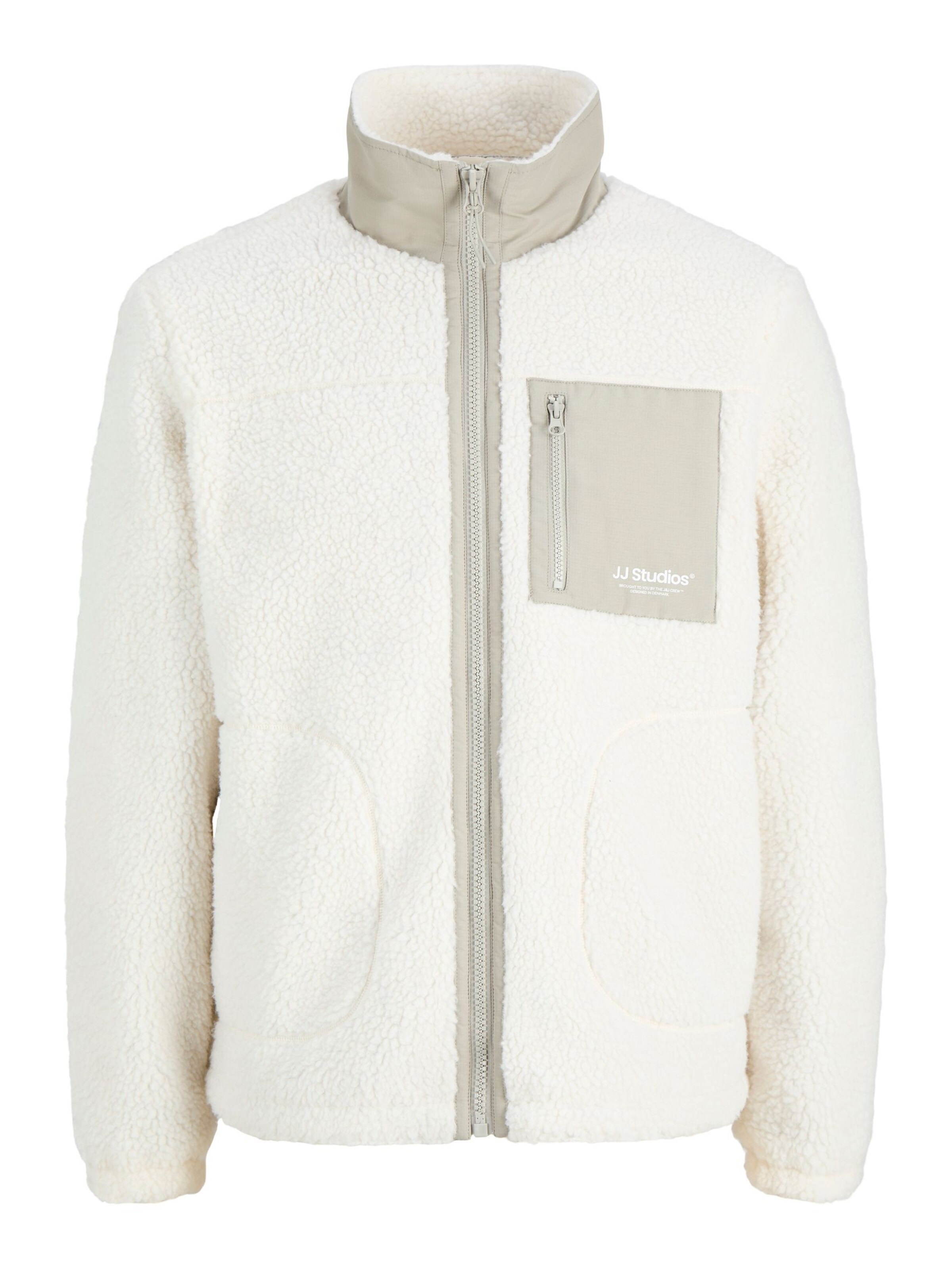 JACK & JONES Veste en polaire en L en gris / blanc, Vue avec produit