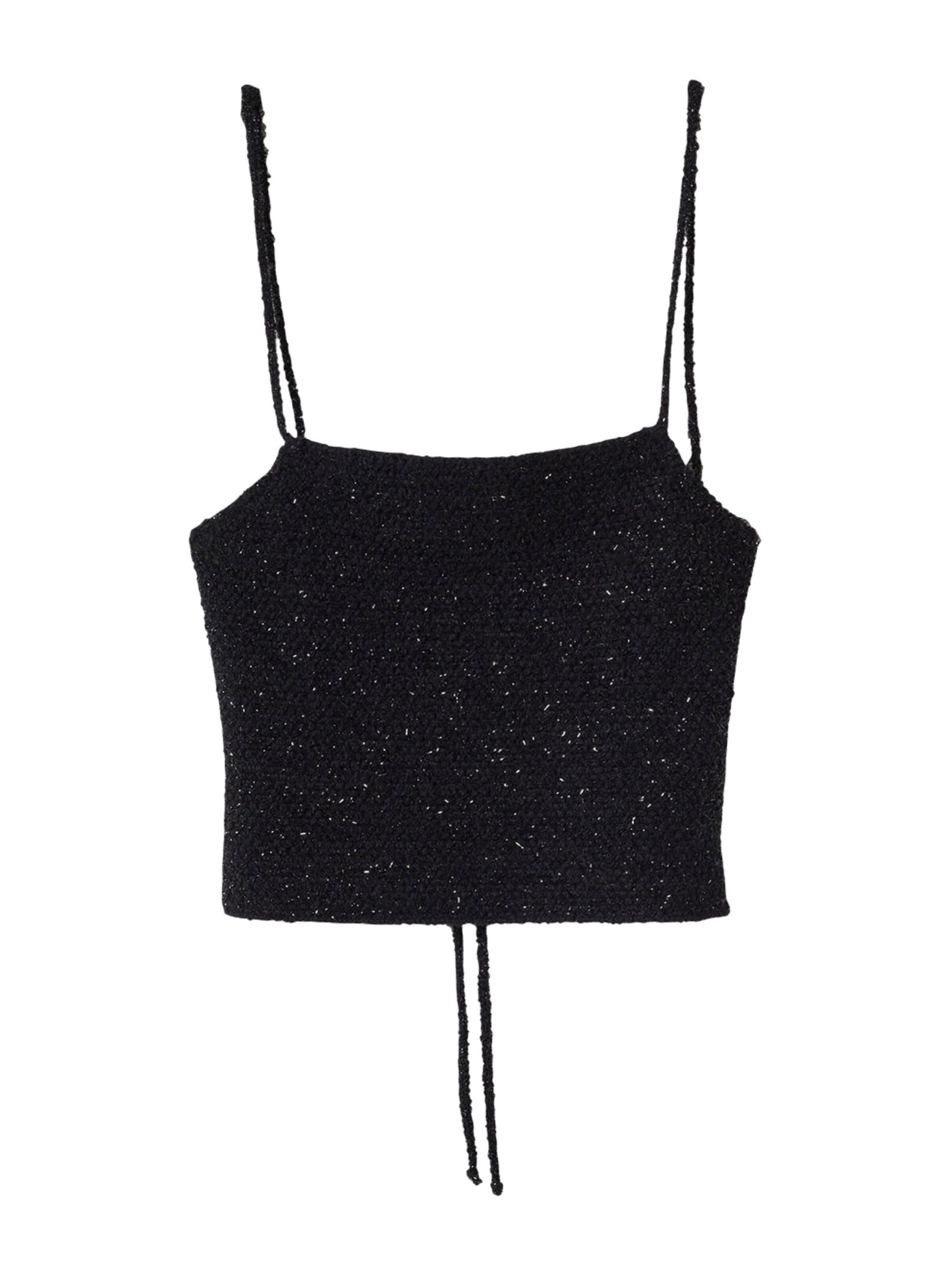 MANGO Vyšívaný top 'Spider' - Čierna: predná strana