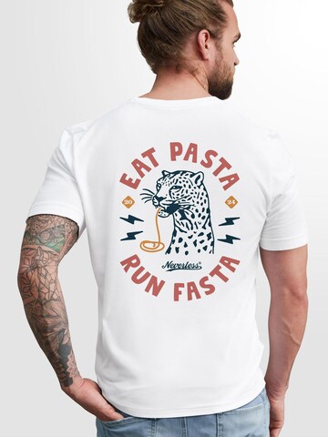 Neverless Shirt 'Eat pasta' in Weiß