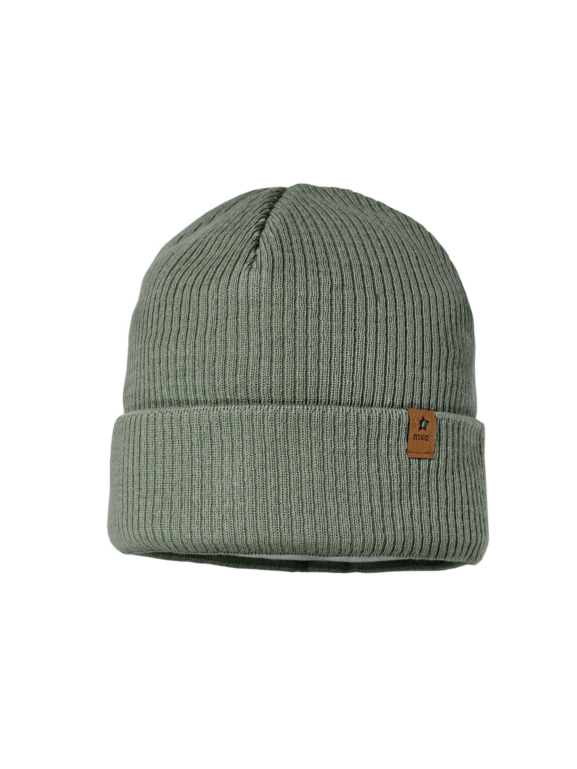 MAXIMO Beanie 'GOTS MINI-Mütze, Rippe Umschlagrand, Baumwollfleecefutter' in Green: front