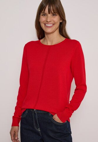 CECIL Basic Pullover mit Rundhals in Unifarbe in Rot: Vorderseite