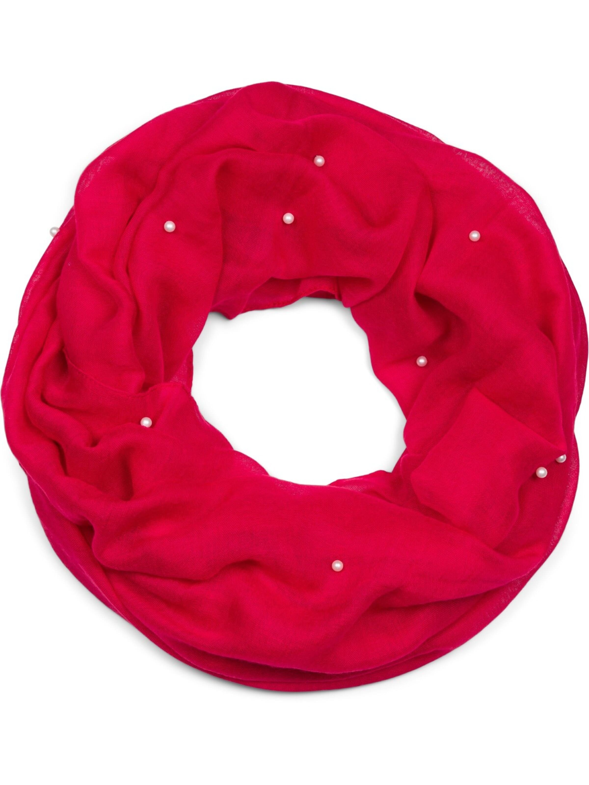 styleBREAKER Schlauchschal 'Loop Schal mit Perlen Applikation'‌‌‌‌‌ in Rot: Vorderseite
