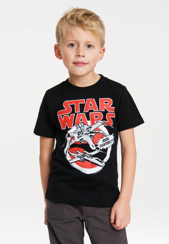 LOGOSHIRT Shirt 'X-Wings' in Black: front