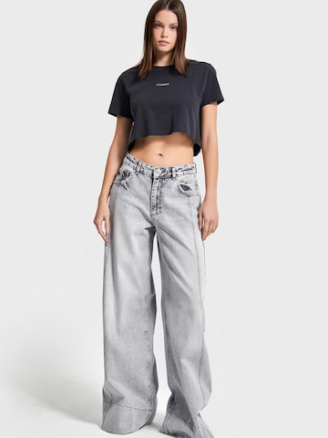 IT'S BASIC Wide leg Jeans 'Palazzo High Rise Jeans' in Grijs: voorkant