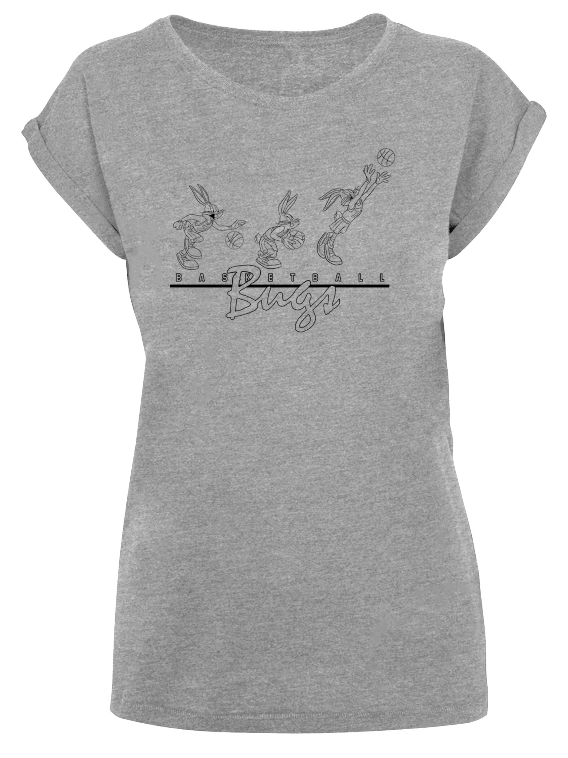 F4NT4STIC Shirt 'Looney Tunes Basketball Bugs' in de kleur Grijs / Zwart, Productweergave