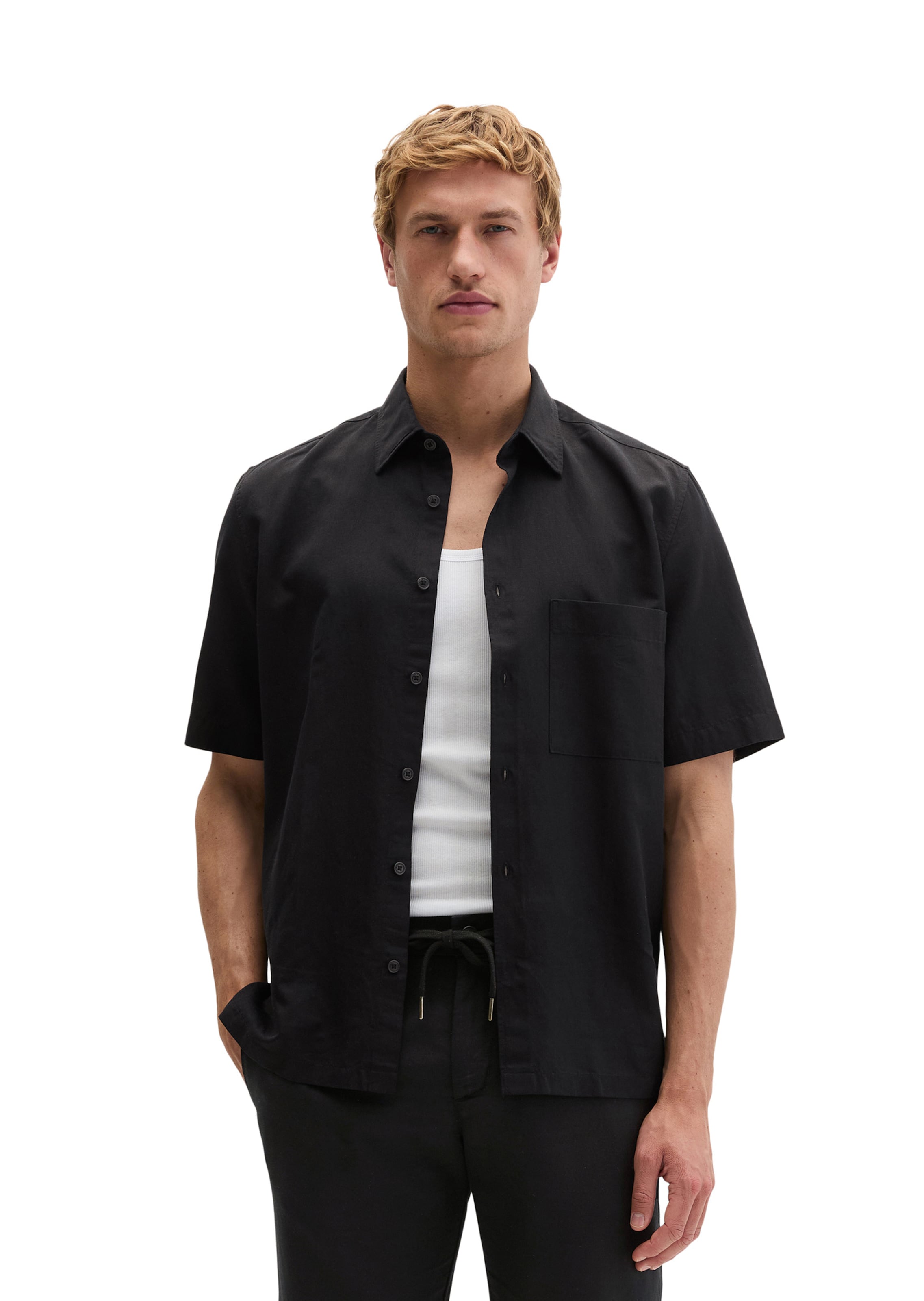 Marc O'Polo Regular Fit Hemd in Schwarz: Vorderseite