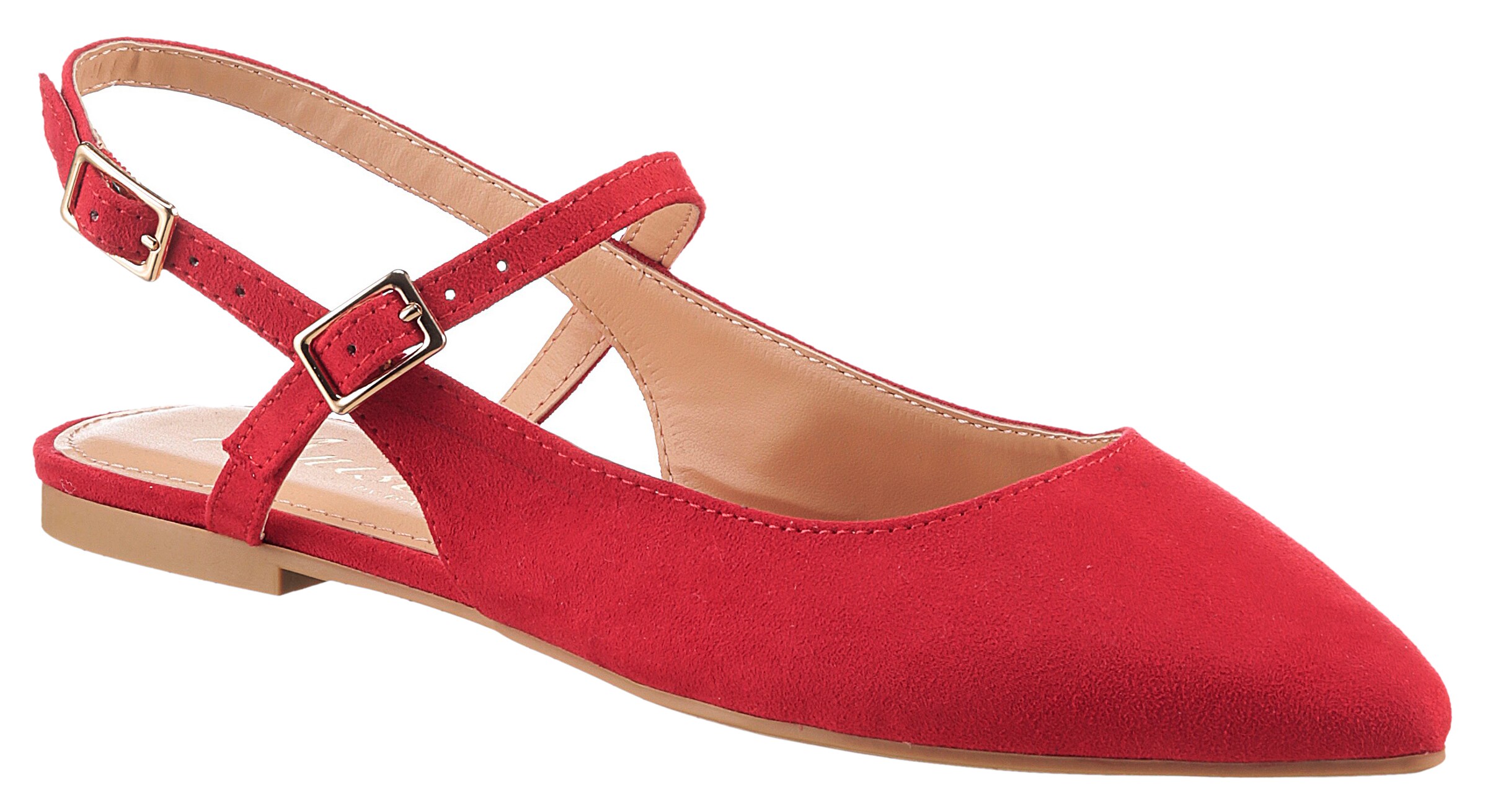 Aniston Ballet Flats with Strap in Red