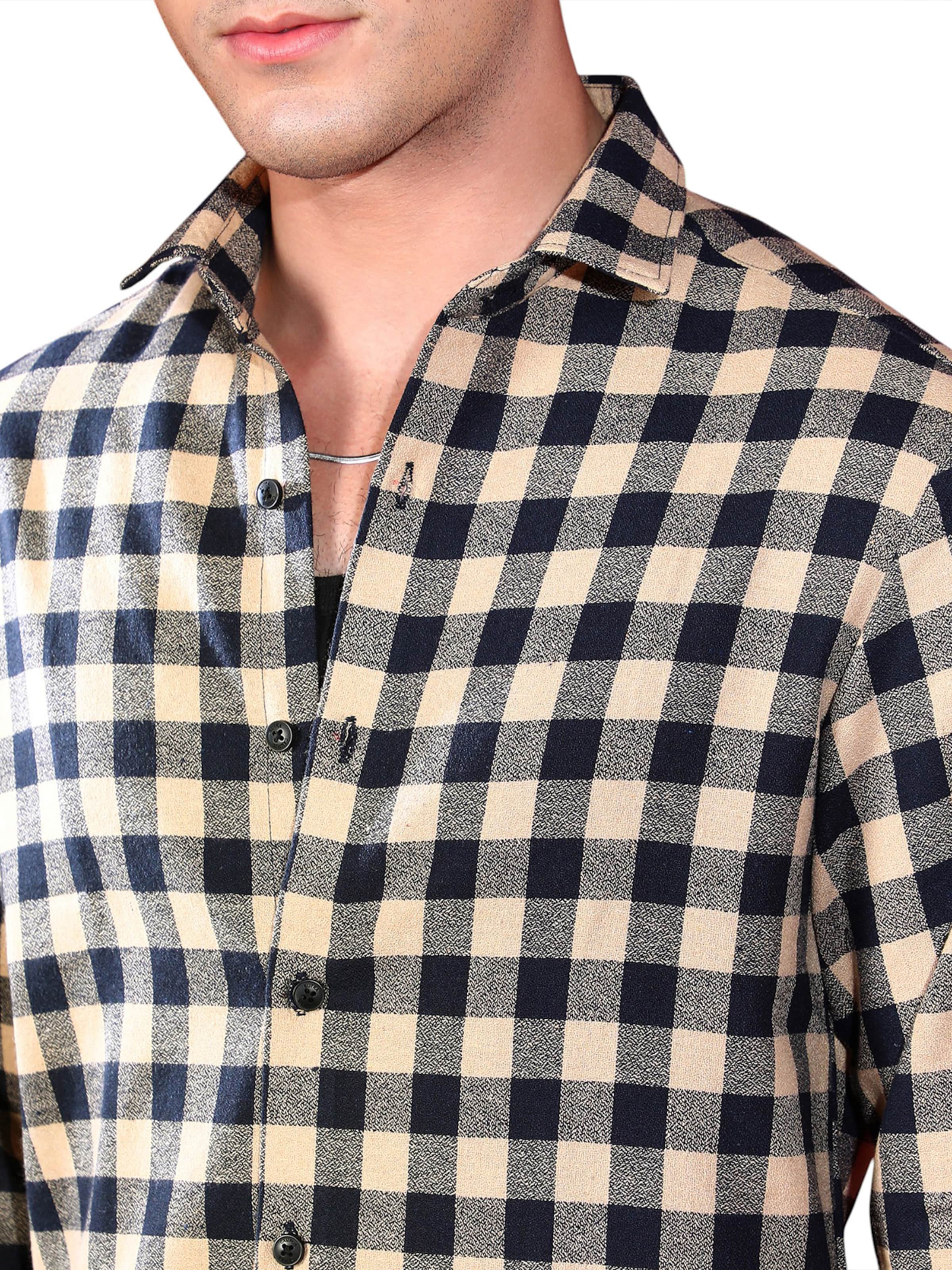 Campus Sutra - Regular Fit Camisa 'Malaysia' em bege