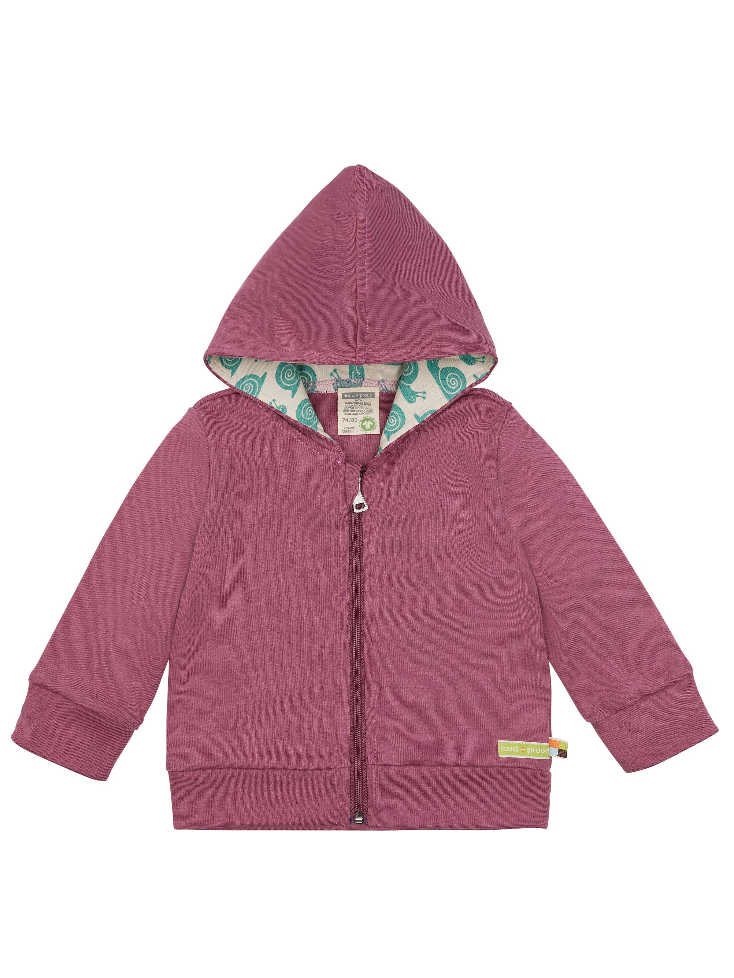 loud + proud Zip-Up Hoodie 'Interlock' in Purple: front