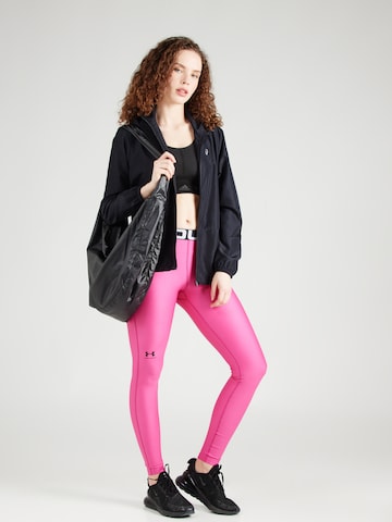 UNDER ARMOUR Skinny Športové nohavice 'Authentics' - ružová