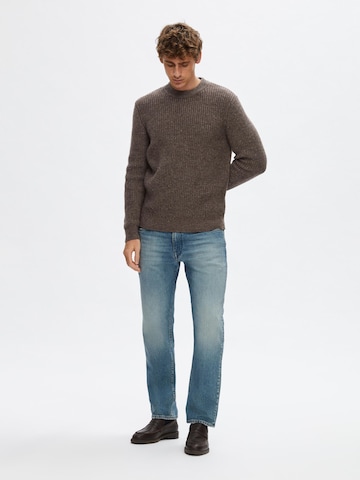 SELECTED HOMME Pullover 'LAND' in Braun