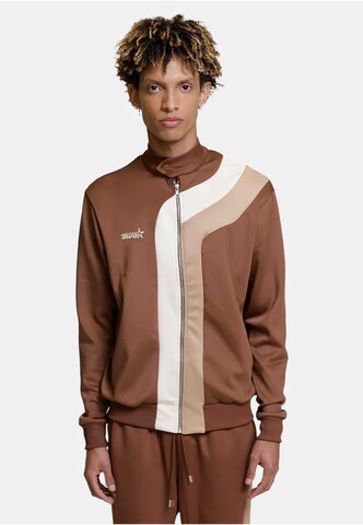 DEF Zip-Up Hoodie in Brown: front