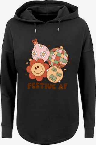 Sweat-shirt 'Festive AF Christmas Tree Balls' F4NT4STIC en noir : devant