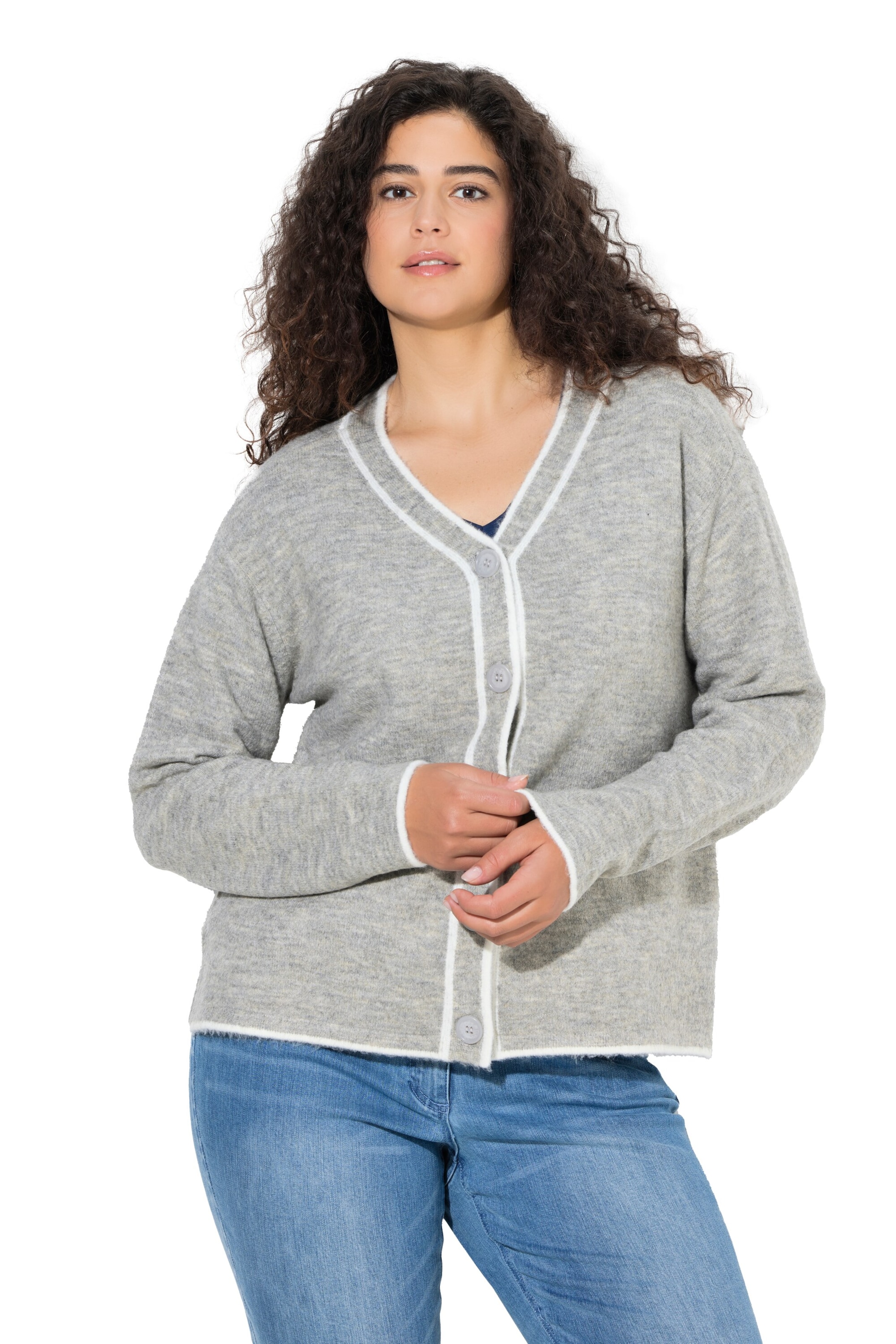 Ulla Popken Knit Cardigan in Grey: front