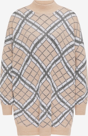 Pullover extra large di faina in beige: frontale