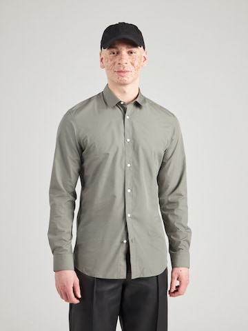 JACK & JONES Slim fit Button Up Shirt 'JJJOE' in Grey: front