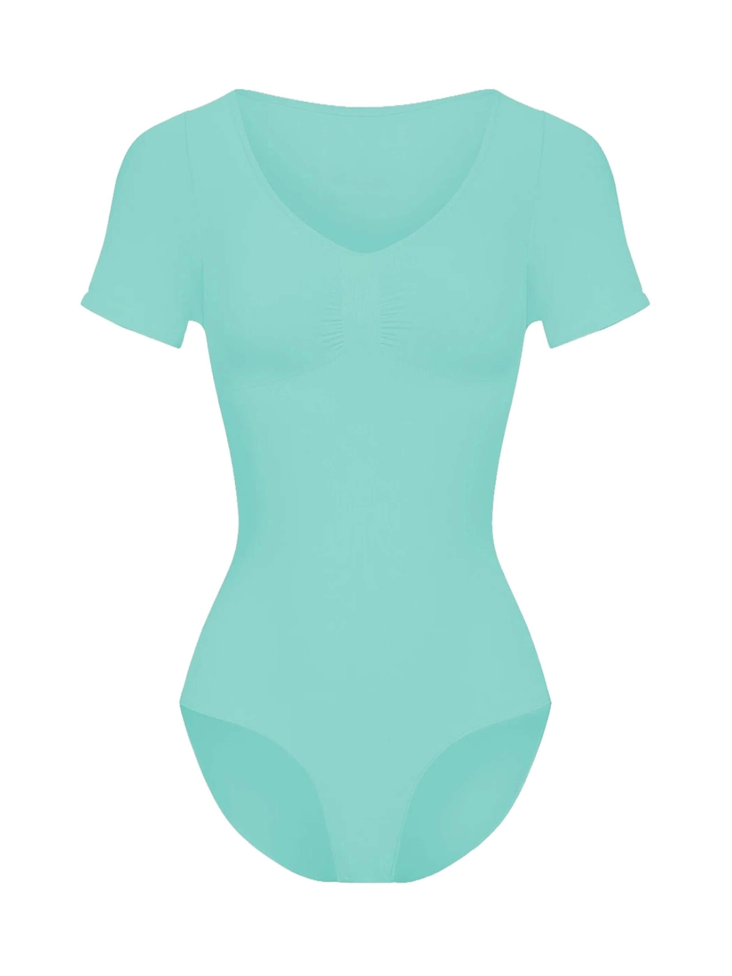 cfab Shapingbody 'T-Shirt Bodysuit Sculpting Shapewear mit Slip' in Groen: voorkant