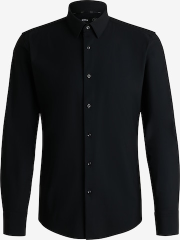 BOSS Regular Fit Businesshemd 'HANK' in Schwarz: Vorderseite