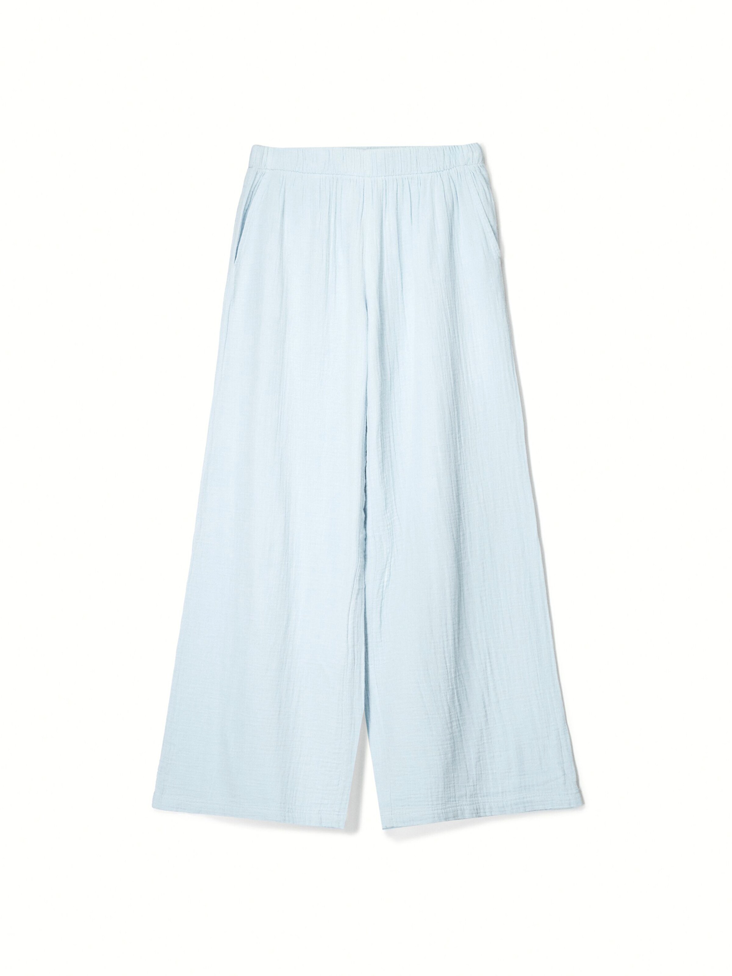Wide Leg Pantalon Bershka en bleu : devant