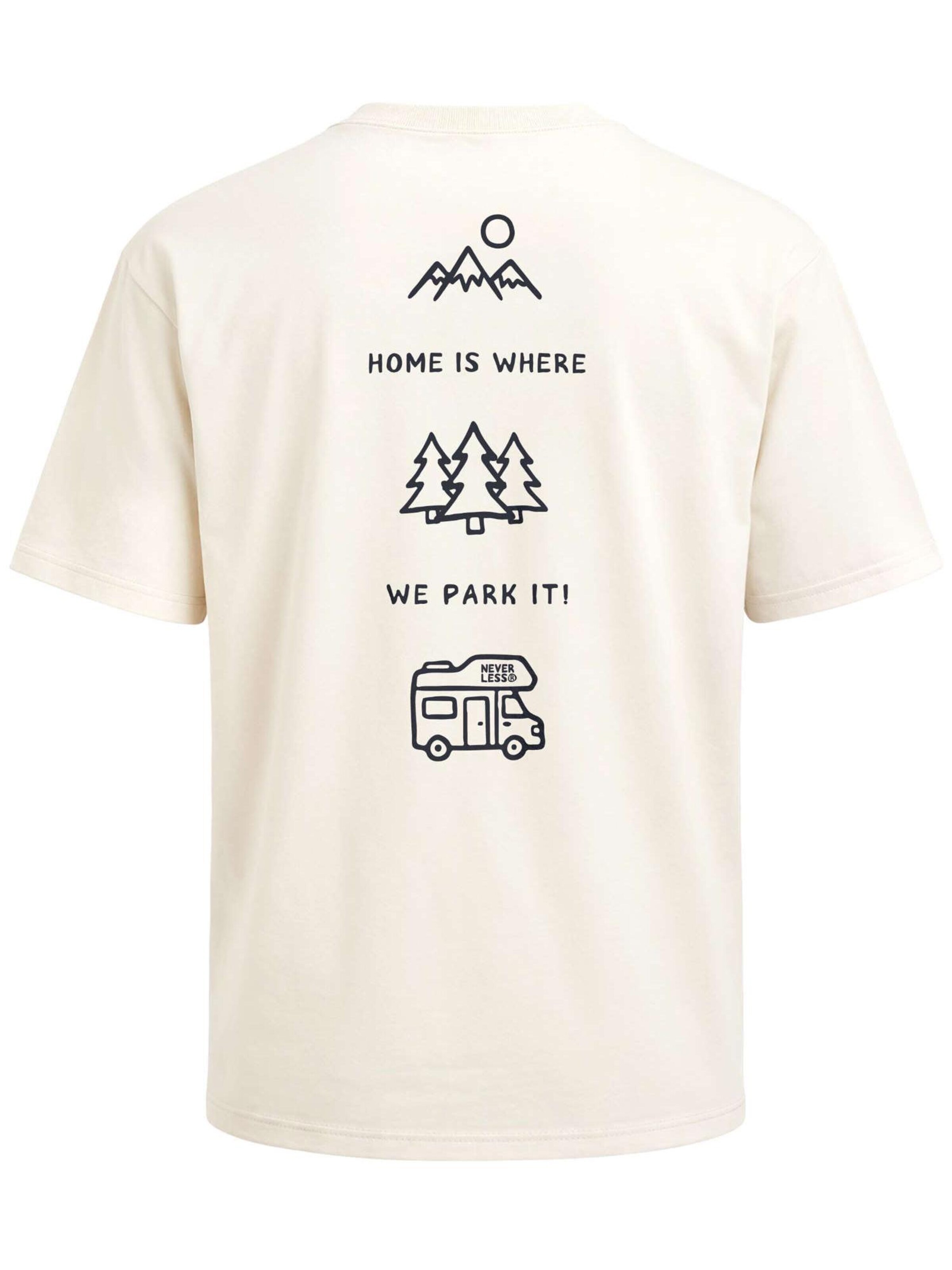 Neverless Shirt 'Minimalistic Camping'‌‌‌‌‌‌‌‌‌ in Beige