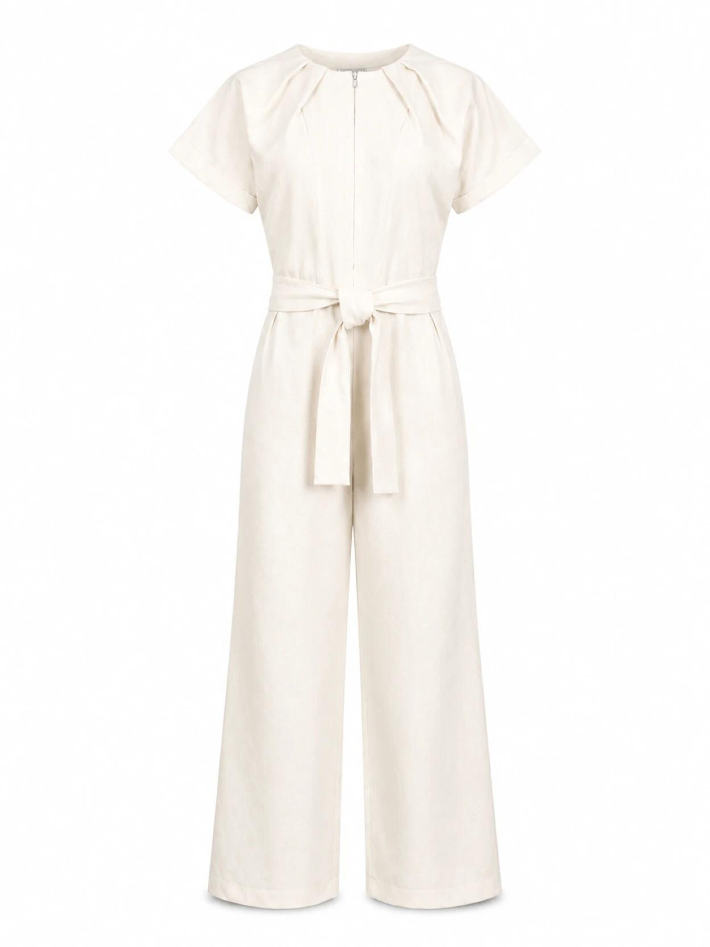 BIBI SAKALIEVA - Jumpsuit 'Cloud White Wide-Leg Jumpsuit with Belt' en blanco