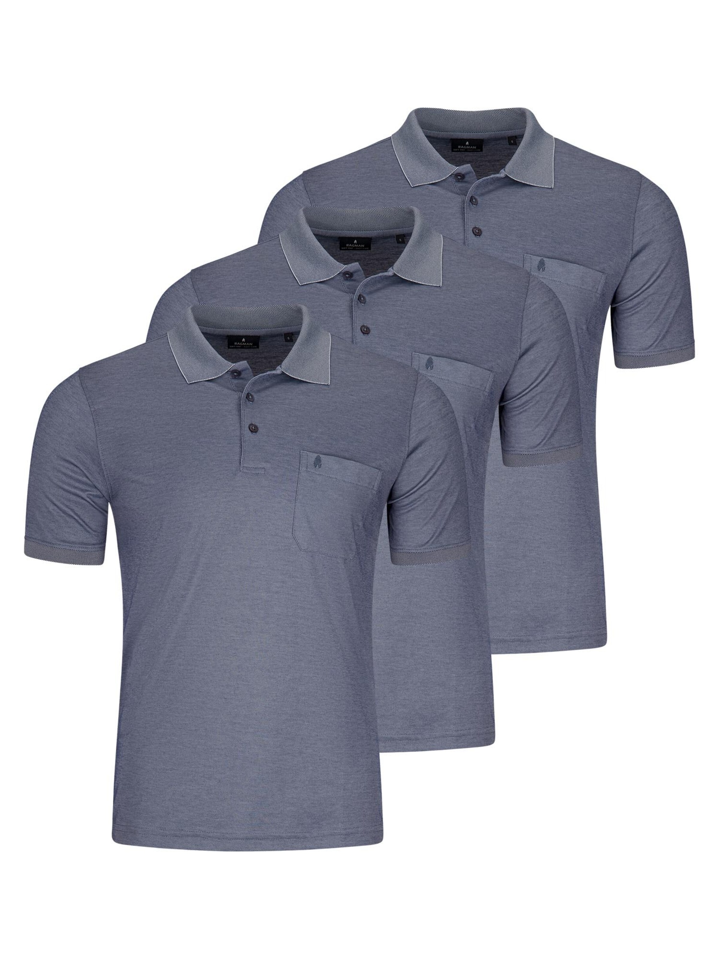 Ragman Shirt 'Basic' in mottled blue, Item view