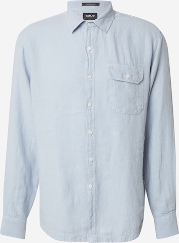 REPLAY Regular fit Button Up Shirt in Blue: front