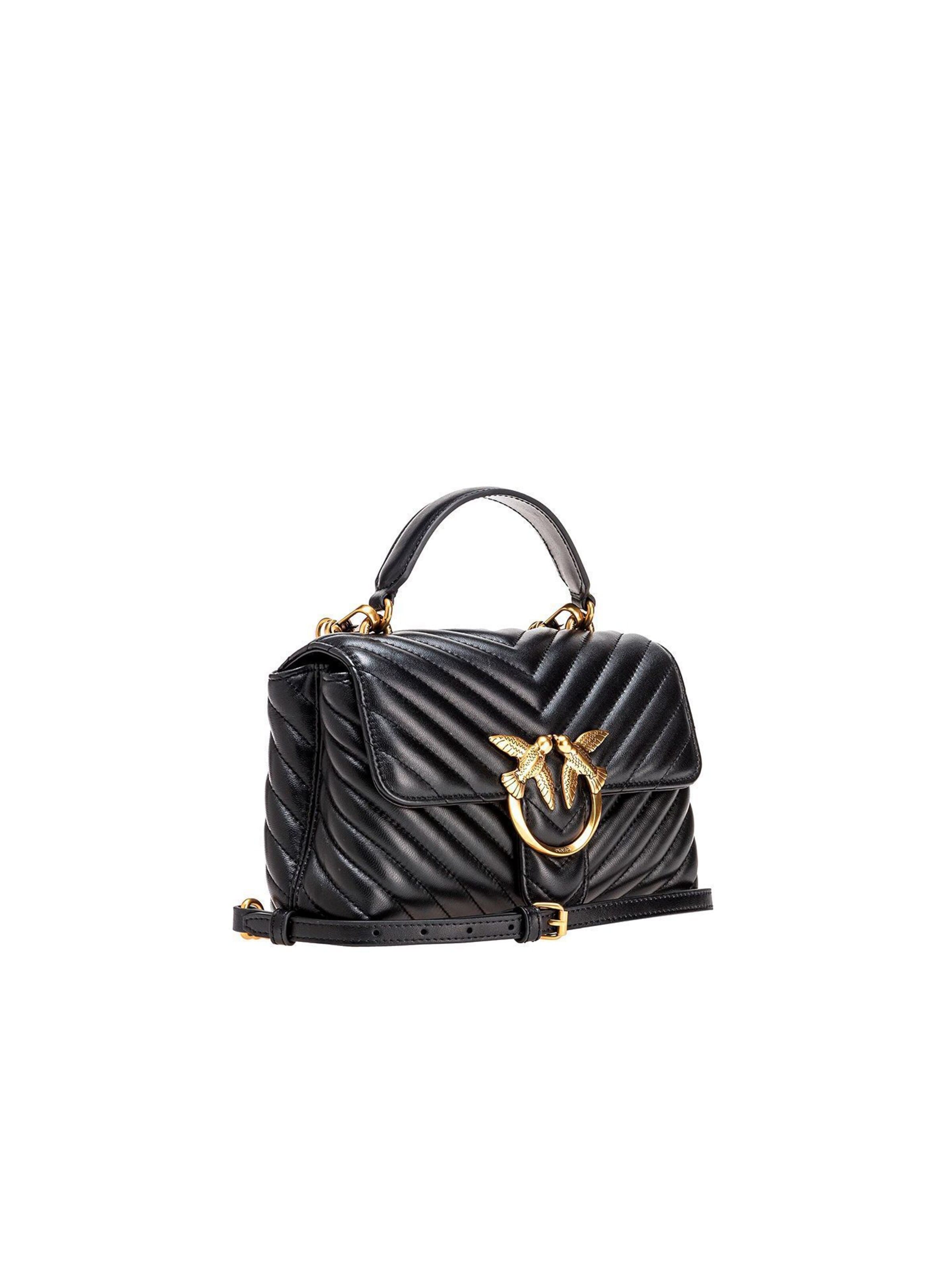 PINKO - Bolso de mano 'Love Lady Puff Mini Cl Sheep Nappa Chevron' en negro