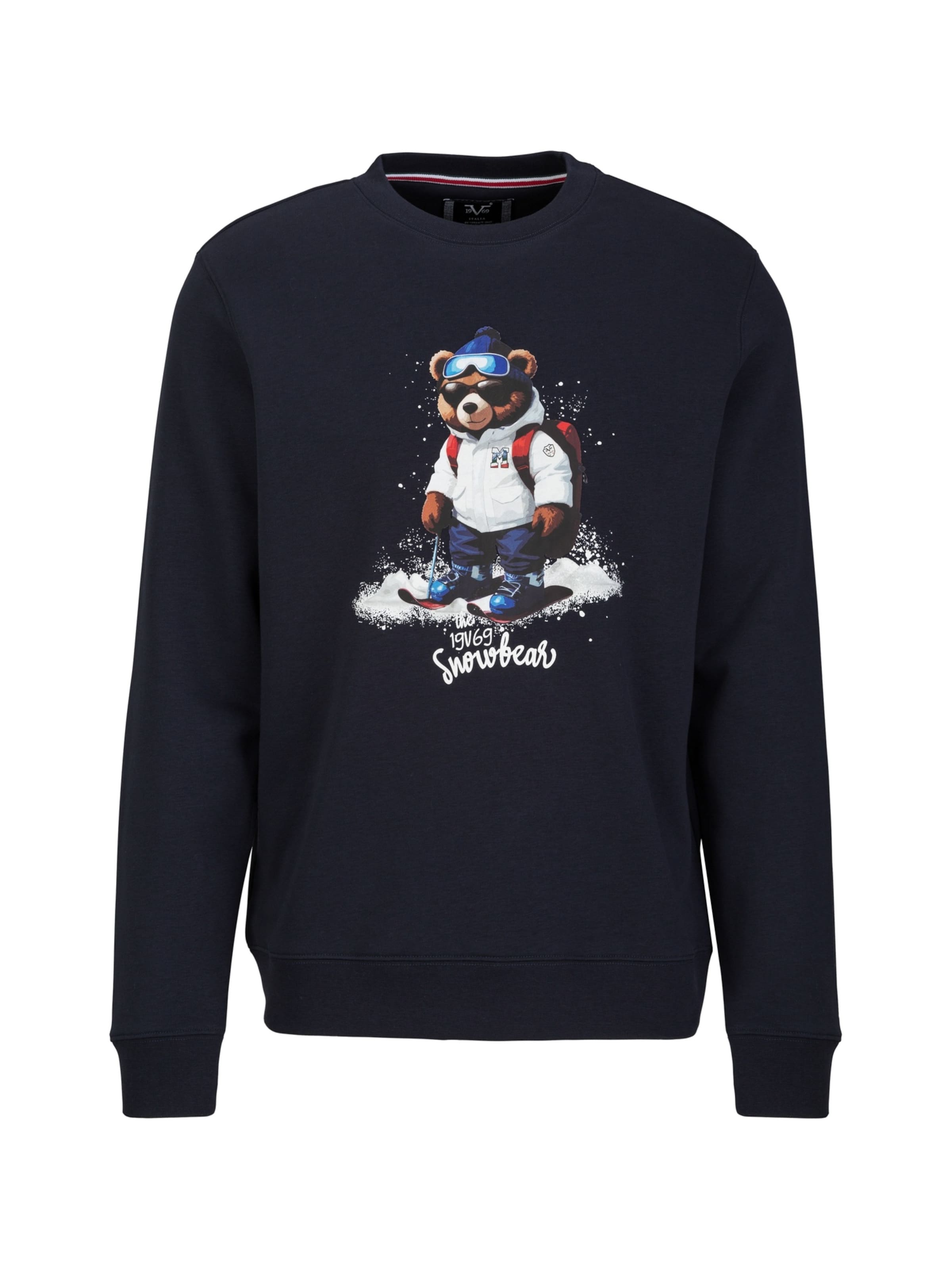 Felpa 'Nico Snowbear' di 19V69 ITALIA in blu: frontale