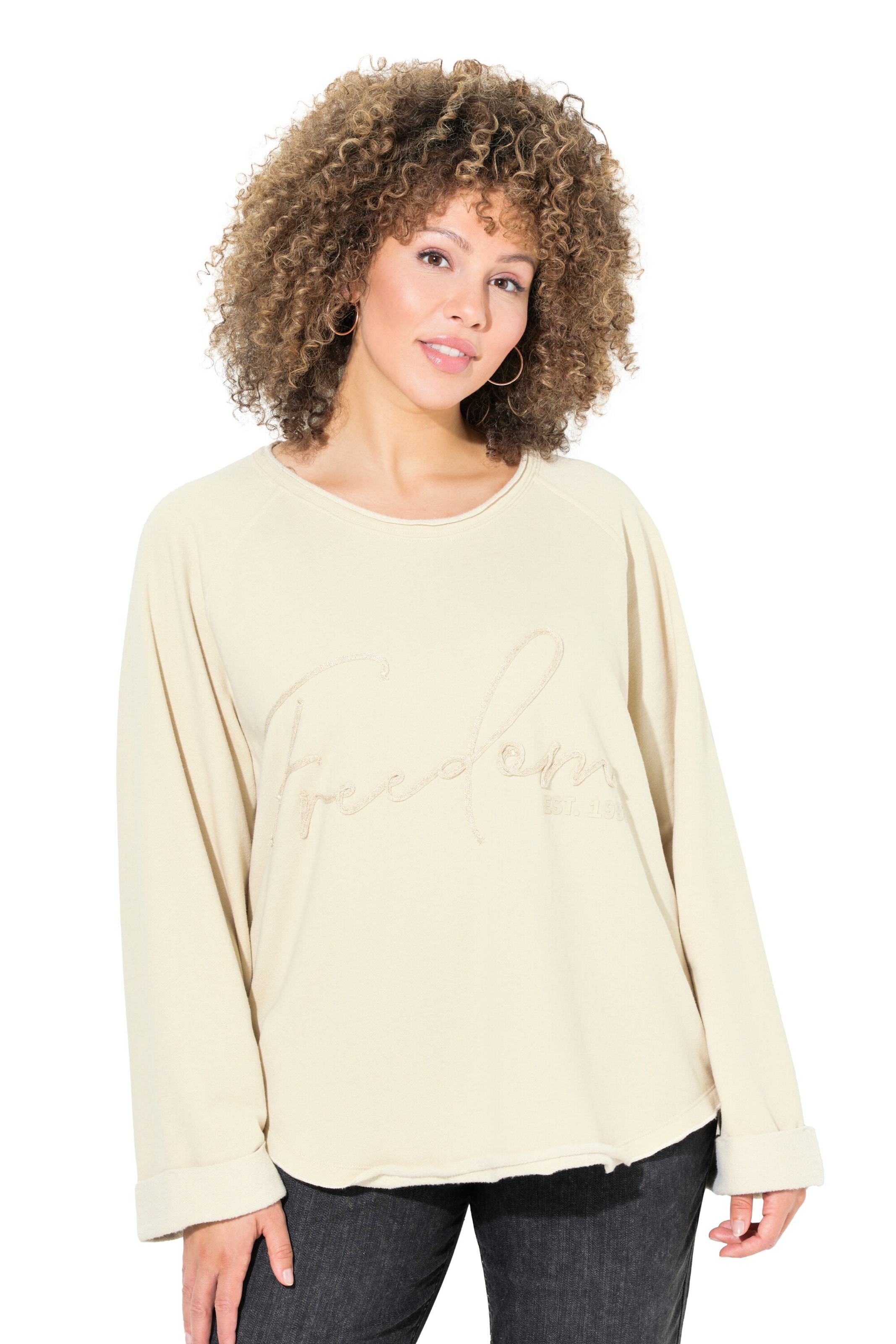 Ulla Popken Sweatshirt in Beige: front