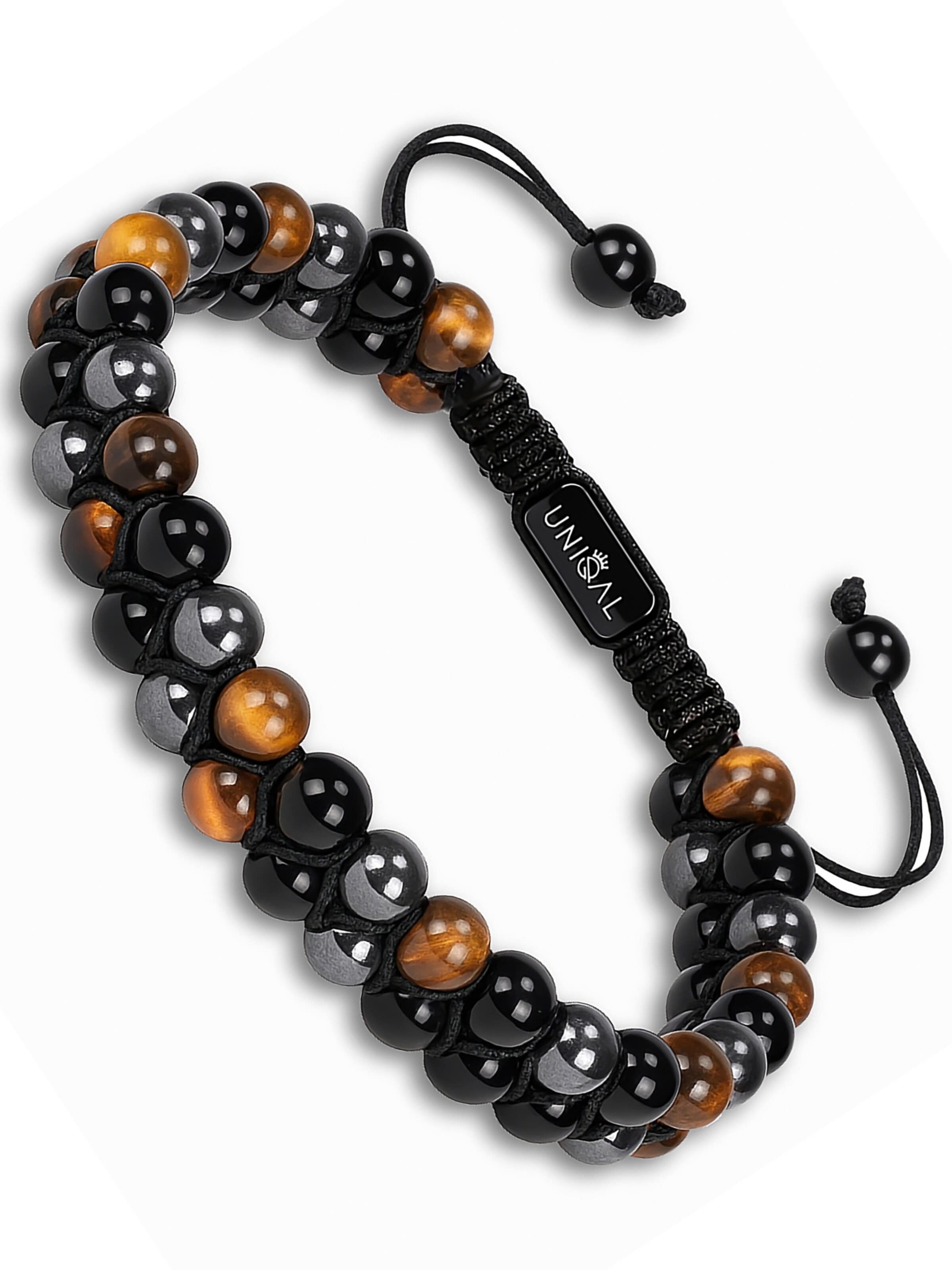 Bracelet 'HÄMATIT TIGERAUGE ONYX' UNIQAL en mélange de couleurs : devant