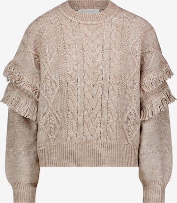 Betty & Co Strickpullover mit Fransen in Braun: Vorderseite