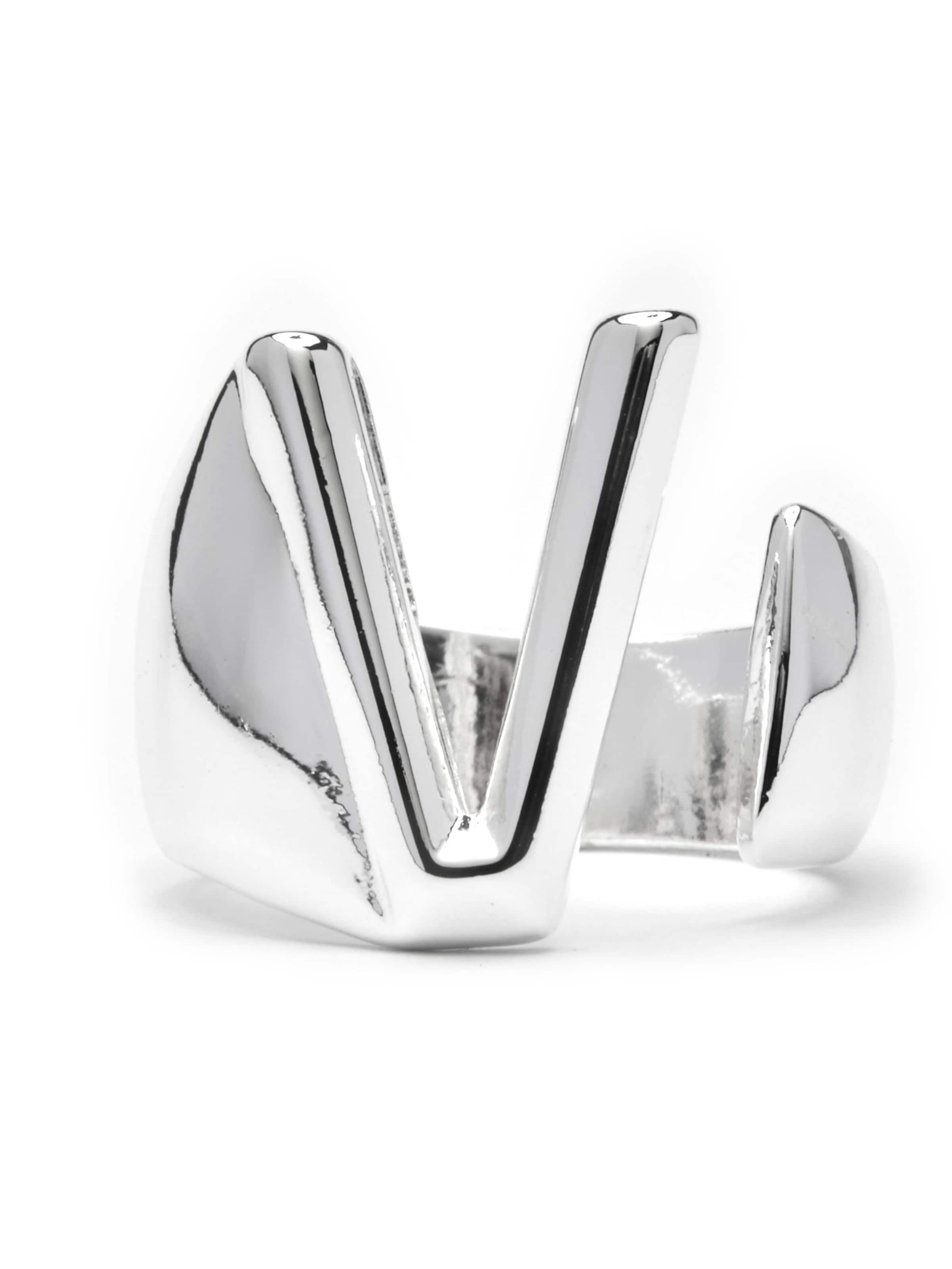 Luxenter - Anillo 'Alphabet  V' en plata: frente