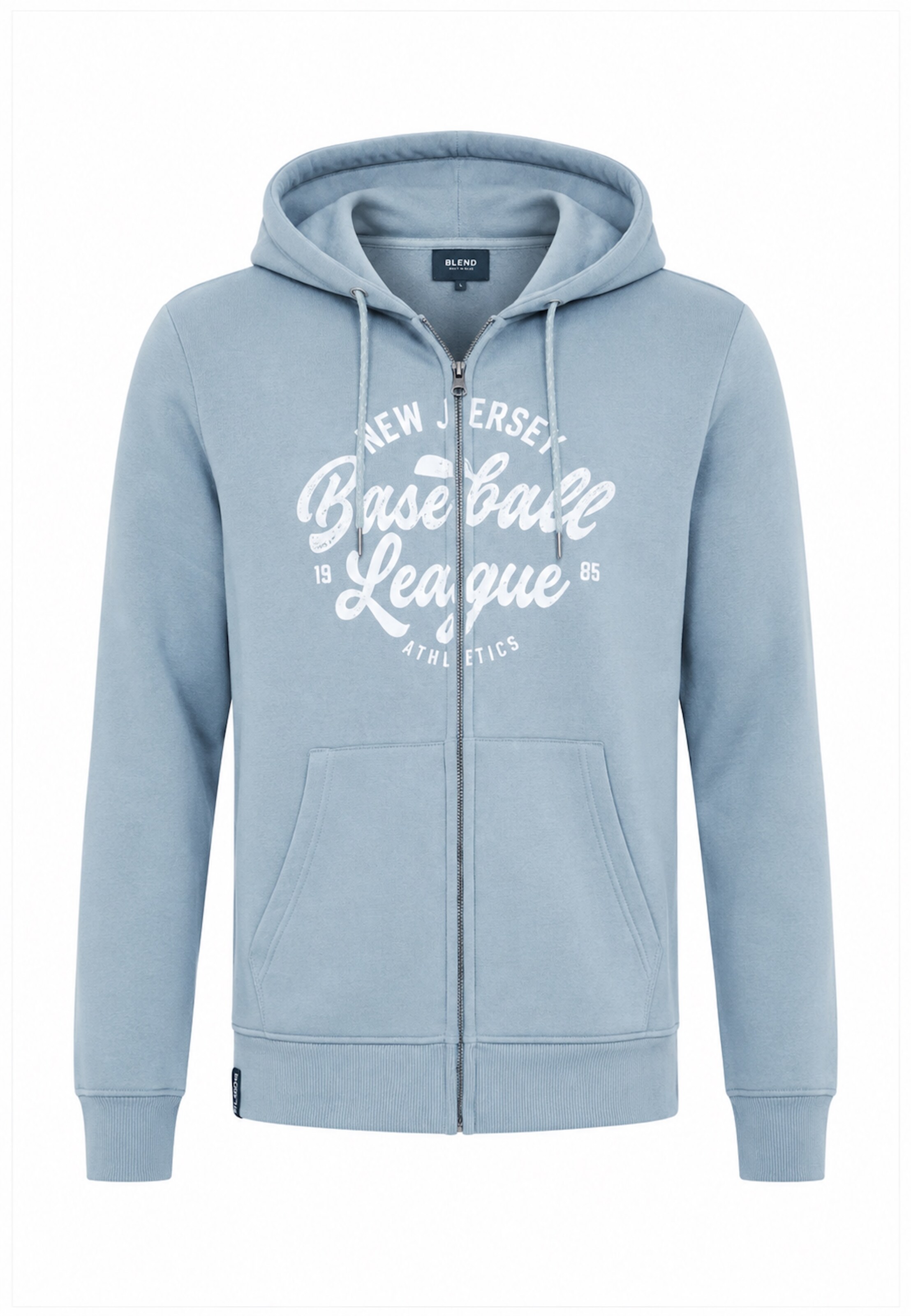 Threadbare Zip-Up Hoodie in Blue: front