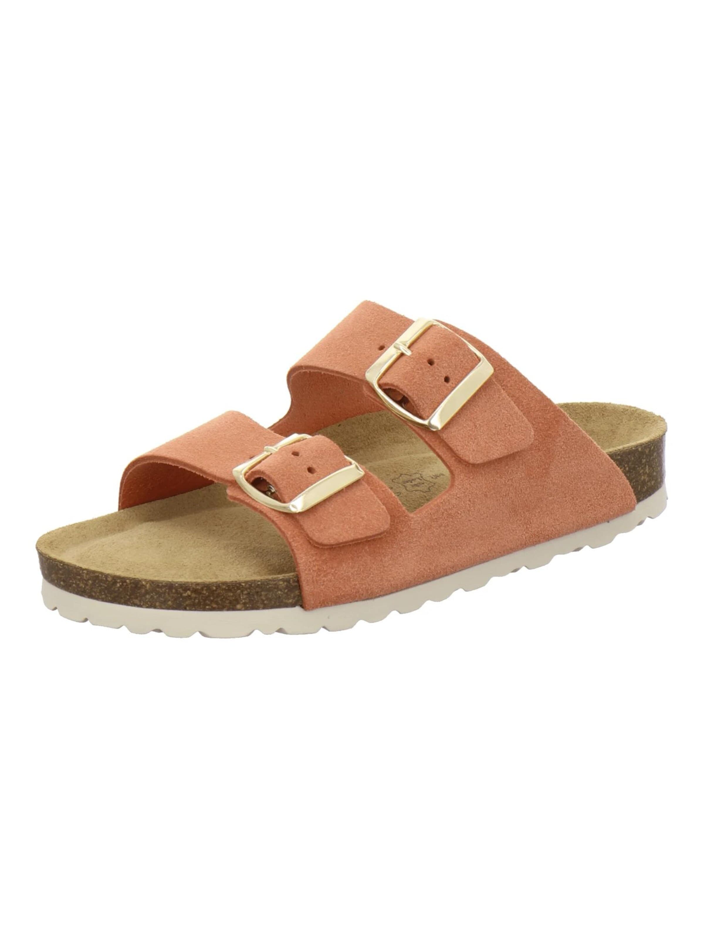 AFS-Schuhe Muiltjes 'Pantoletten Damen Zweischnaller orange Veloursleder' in Oranje: voorkant