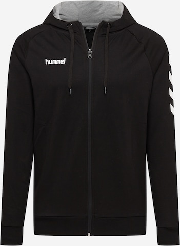 Hummel Athletic Zip-Up Hoodie in Black: front