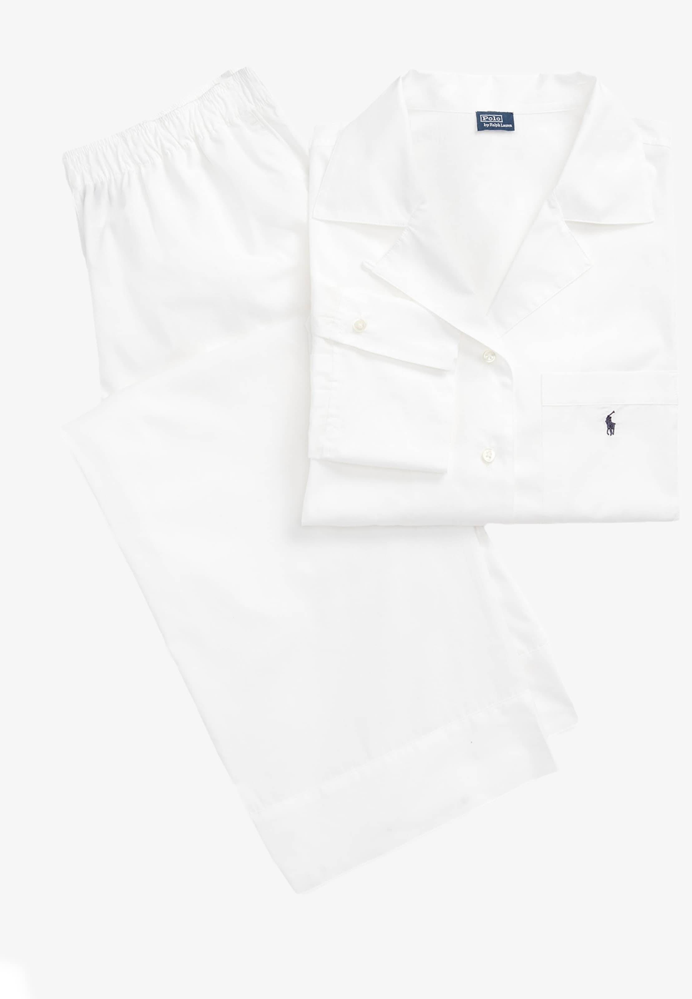 Polo Ralph Lauren Pyjama ' Long Sleeve PJ Set ' in Weiß: Vorderseite