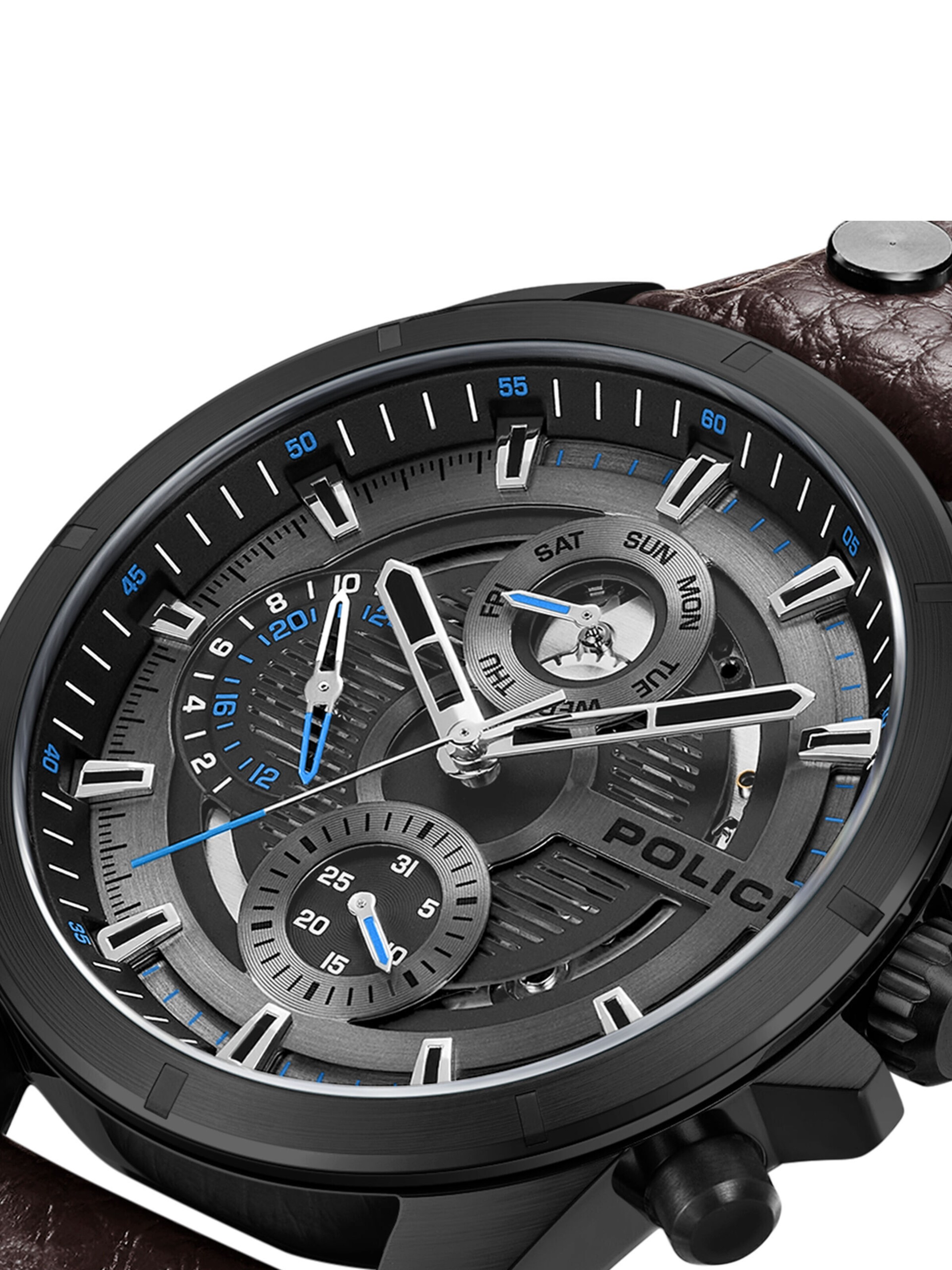 POLICE Analoog horloge 'Malawi' in Bruin