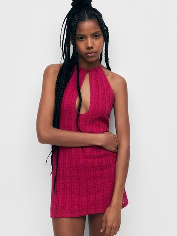 Pull&Bear Knitted dress in Pink: front